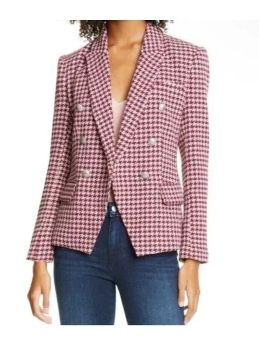 L’agence Kensie Women's Houndstooth Double-Breasted Blazer - Size 0 - Like New